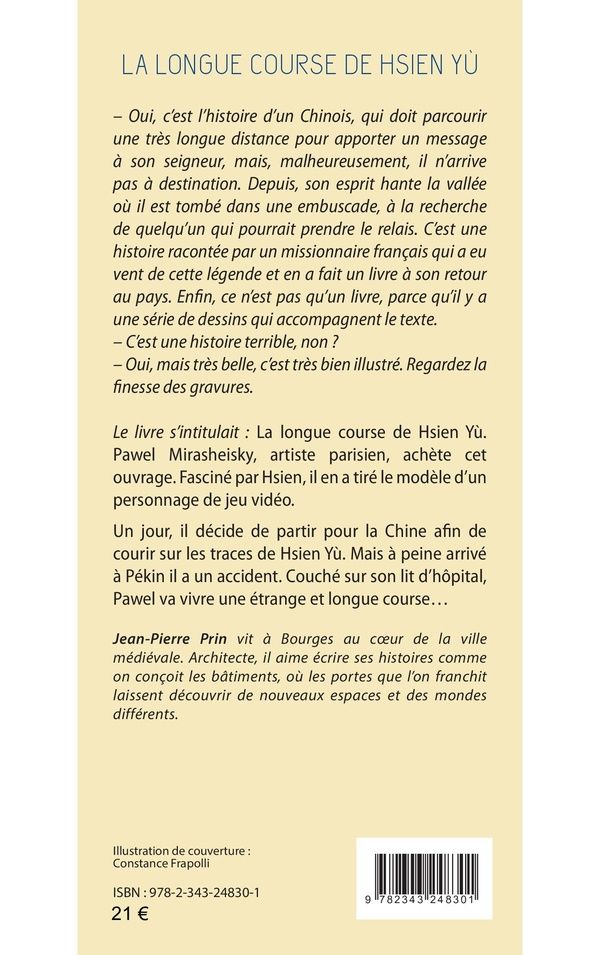 Quatrième de couverture de « LA LONGUE COURSE DE HSIEN YU »