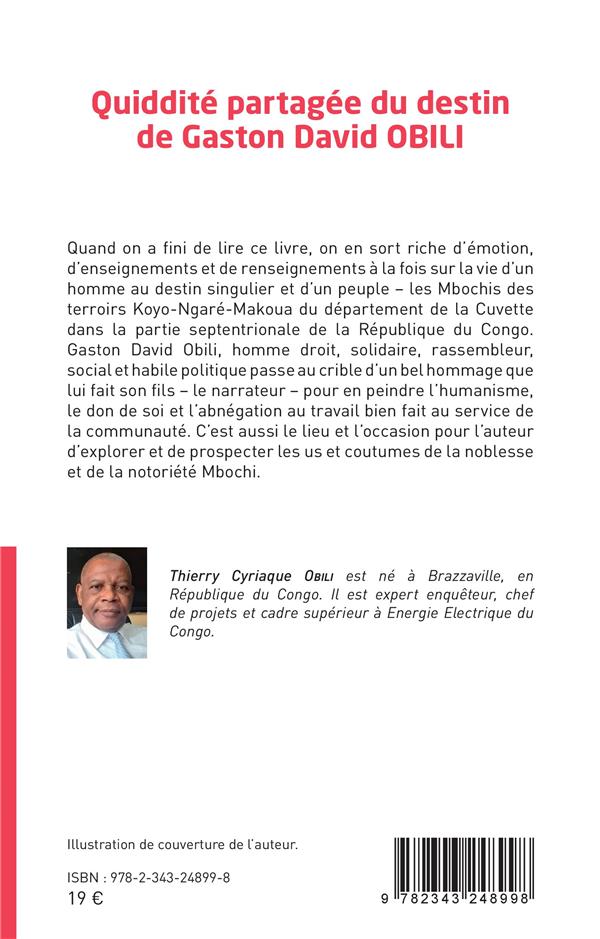 Quatrième de couverture de « QUIDDITE PARTAGEE DU DESTIN DE GASTON DAVID OBILI »