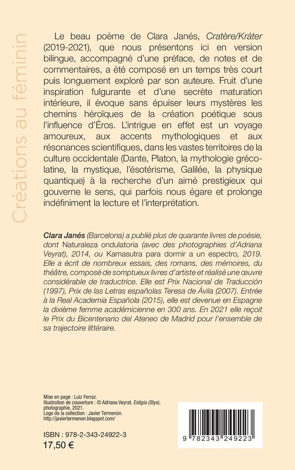 Quatrième de couverture de « CRATERE KRATER - EDITION BILINGUE »