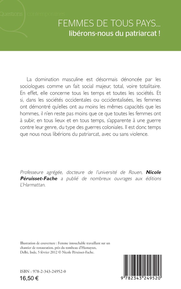 Quatrième de couverture de « FEMMES DE TOUS PAYS... LIBERONS-NOUS DU PATRIARCAT ! »