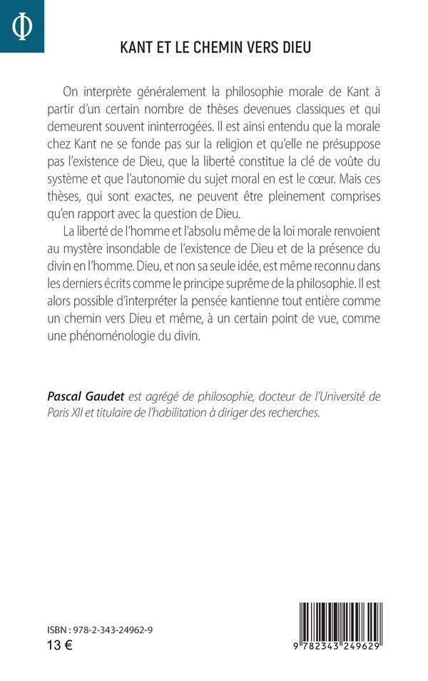 Quatrième de couverture de « KANT ET LE CHEMIN VERS DIEU »