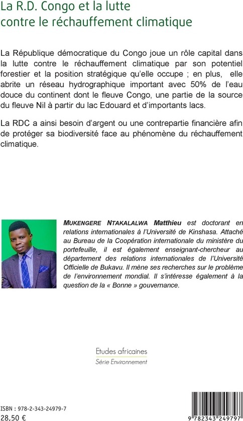 Quatrième de couverture de « LA R.D. CONGO ET LA LUTTE CONTRE LE RECHAUFFEMENT CLIMATIQUE »
