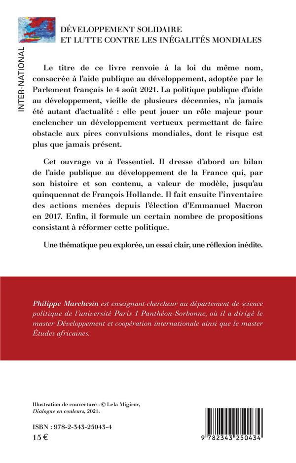 Quatrième de couverture de « DEVELOPPEMENT SOLIDAIRE ET LUTTE CONTRE LES INEGALITES MONDIALES »