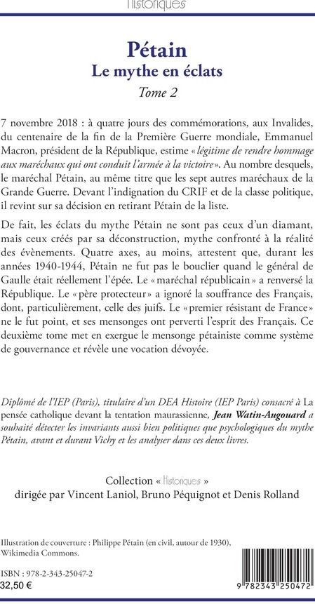 Quatrième de couverture de « PETAIN - VOL02 - LE MYTHE EN ECLATS TOME 2 - TOME 2 »
