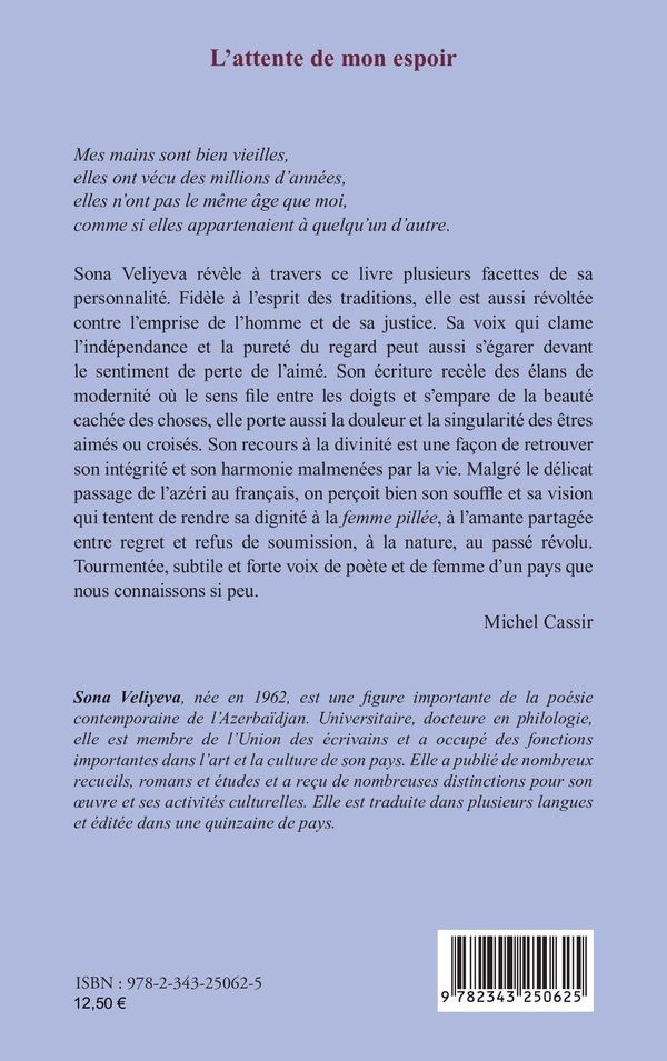 Quatrième de couverture de « L'ATTENTE DE MON ESPOIR »