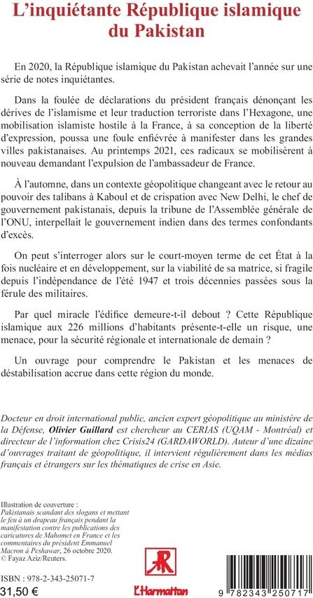 Quatrième de couverture de « L'INQUIETANTE REPUBLIQUE ISLAMIQUE DU PAKISTAN »