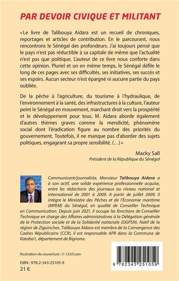 Quatrième de couverture de « PAR DEVOIR CIVIQUE ET MILITANT - LE SENEGAL QUE JE CONNAIS »