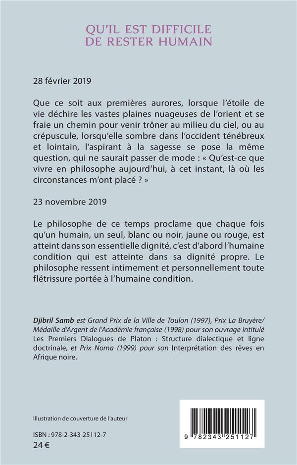 Quatrième de couverture de « L'HEUR DE PHILOSOPHER LA NUIT ET LE JOUR (2019) TOME 5 - VOL05 - QU'IL EST DIFFICILE DE RESTER HUMAI »