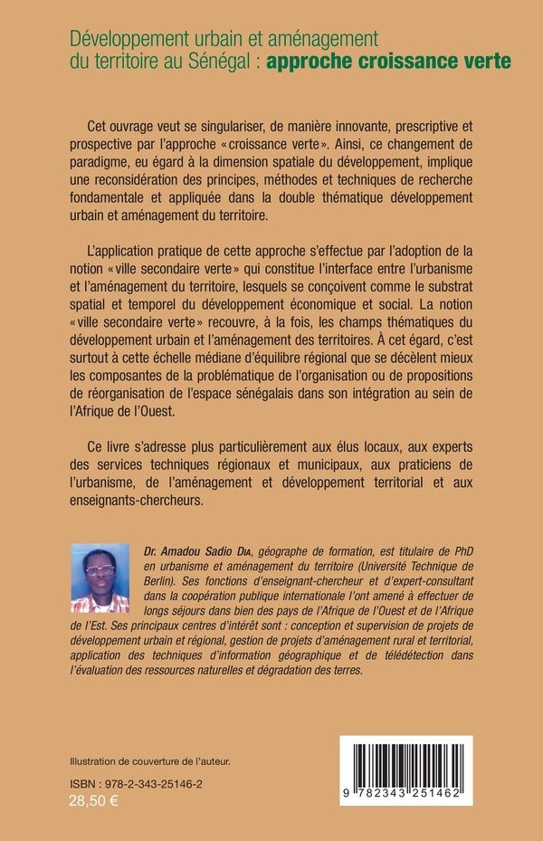 Quatrième de couverture de « DEVELOPPEMENT URBAIN ET AMENAGEMENT DU TERRITOIRE AU SENEGAL : - APPROCHE CROISSANCE VERTE »