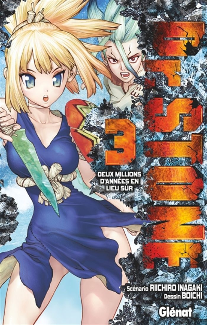 Couverture du livre « DR. STONE - TOME 03 - DEUX MILLIONS D'ANNEES EN LIEU SUR » de Inagaki/boichi, librairie Les Contes Infusés à Corte