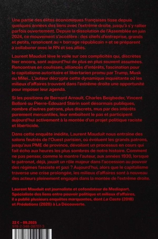 Quatrième de couverture de « Collaborations : enquête sur l'extrême droite et les milieux d'affaires »