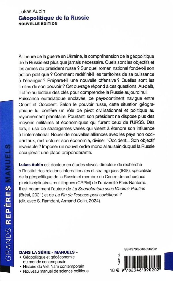 Quatrième de couverture de « Géopolitique de la Russie »