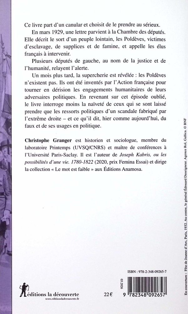 Quatrième de couverture de « Ceci est un canular : les Poldèves, l'extrême droite et la politique du faux »