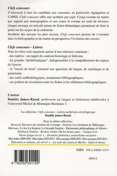 Quatrième de couverture de « CHRETIEN DE TROYES - EREC ET ENIDE »
