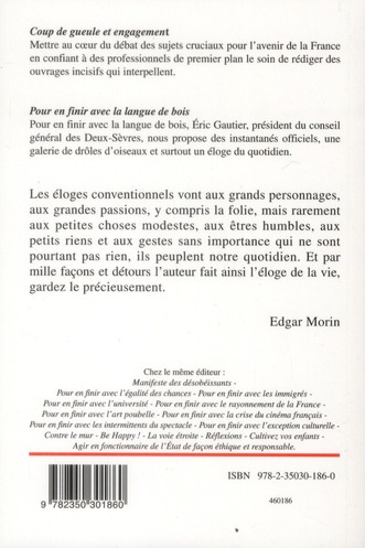 Quatrième de couverture de « POUR EN FINIR AVEC LA LANGUE DE BOIS »