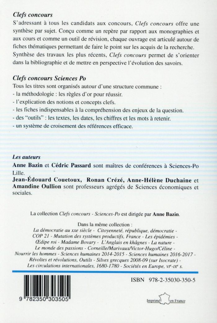 Quatrième de couverture de « SCIENCES PO, CONCOURS COMMUN 2016 - LA DEMOCRATIE - L'ECOLE »