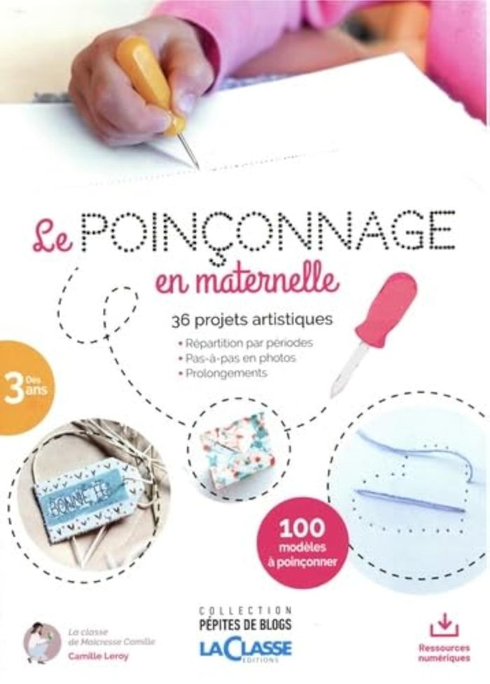 Couverture du livre « Le poinçonnage en maternelle : 36 projets artistiques » de Camille Leroy, librairie Les Contes Infusés à Corte