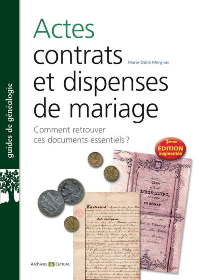 Couverture du livre « ACTES, CONTRATS ET DISPENSES DE MARIAGE » de Marie-Odile Mergnac, librairie Les Contes Infusés à Corte