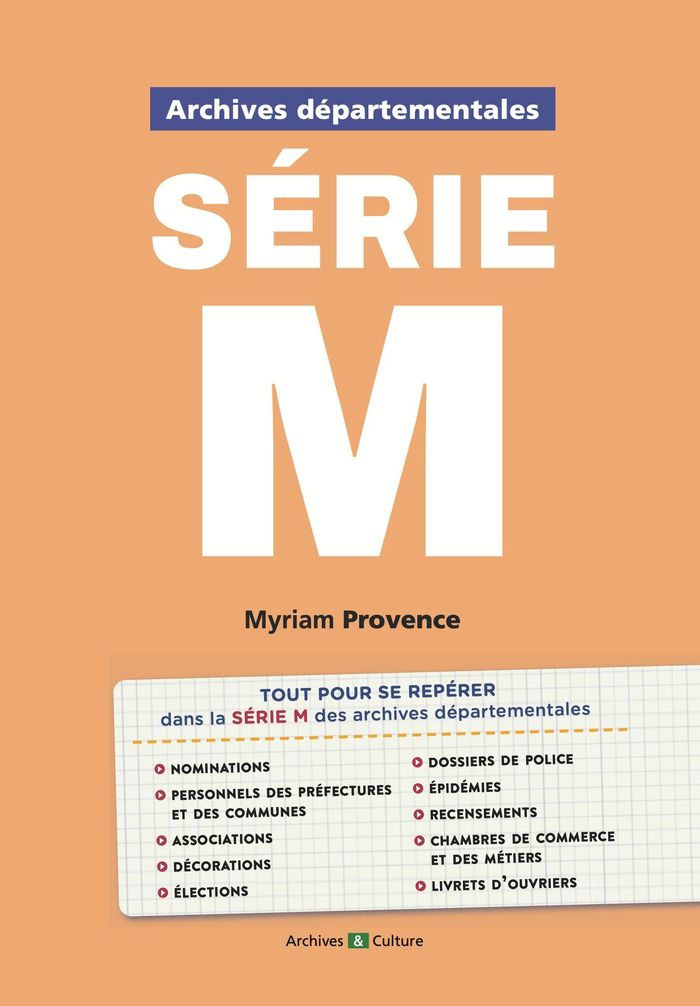 Couverture du livre « Archives départementales : série M » de Myriam Provence, librairie Les Contes Infusés à Corte