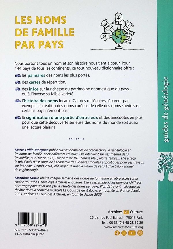 Quatrième de couverture de « Les noms de famille par pays »