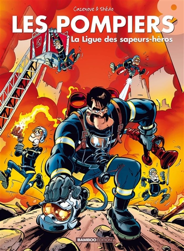 Couverture du livre « POMPIERS (LES) - LES POMPIERS - TOME 08 - LA LIGUE DES SAPEURS-HEROS » de Stedo/cazenove, librairie Les Contes Infusés à Corte