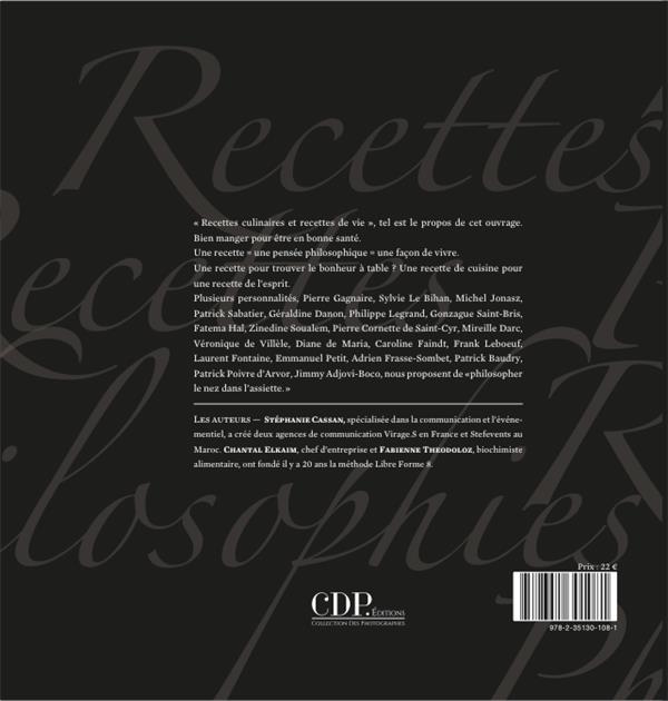Quatrième de couverture de « RECETTES ET PHILOSOPHIE »