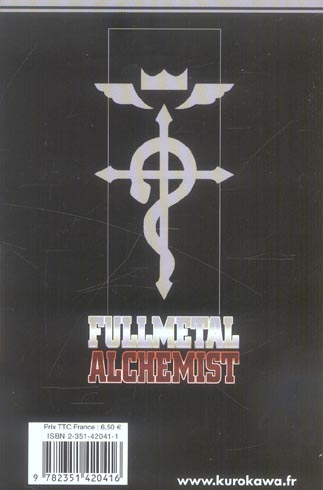 Quatrième de couverture de « Fullmetal alchemist »