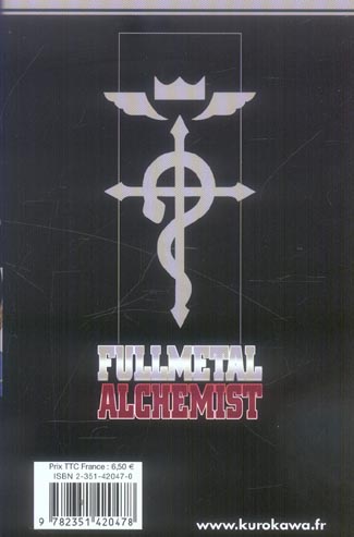Quatrième de couverture de « Fullmetal alchemist »