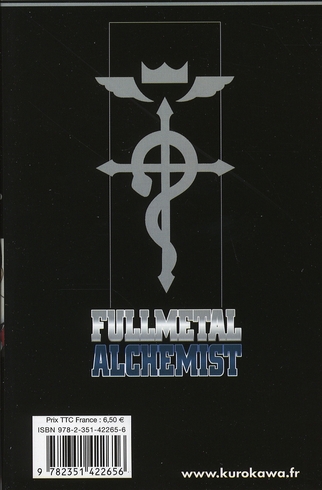 Quatrième de couverture de « Fullmetal alchemist »
