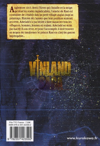 Quatrième de couverture de « Vinland saga »