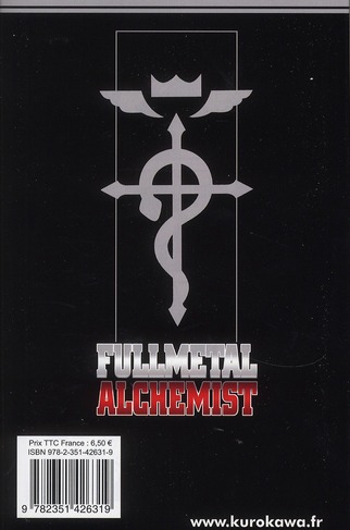 Quatrième de couverture de « Fullmetal alchemist »