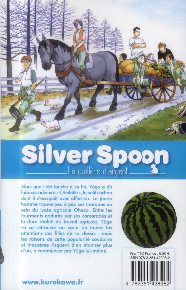 Quatrième de couverture de « Silver spoon : la cuillère d'argent »