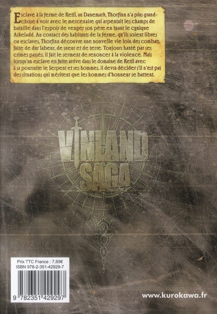 Quatrième de couverture de « Vinland saga »