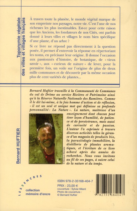 Quatrième de couverture de « TOPONYMIE VEGETALE DES VILLES ET VILLAGES FRANCAIS »