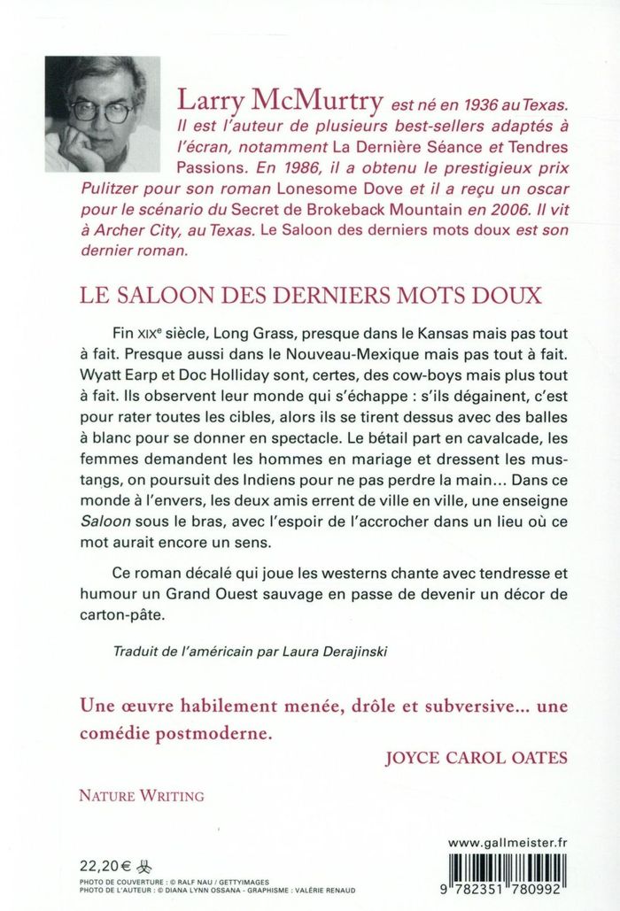 Quatrième de couverture de « Le saloon des derniers mots doux : roman »