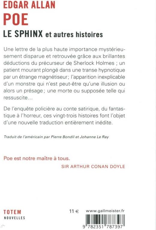 Quatrième de couverture de « Le Sphinx : et autres histoires »