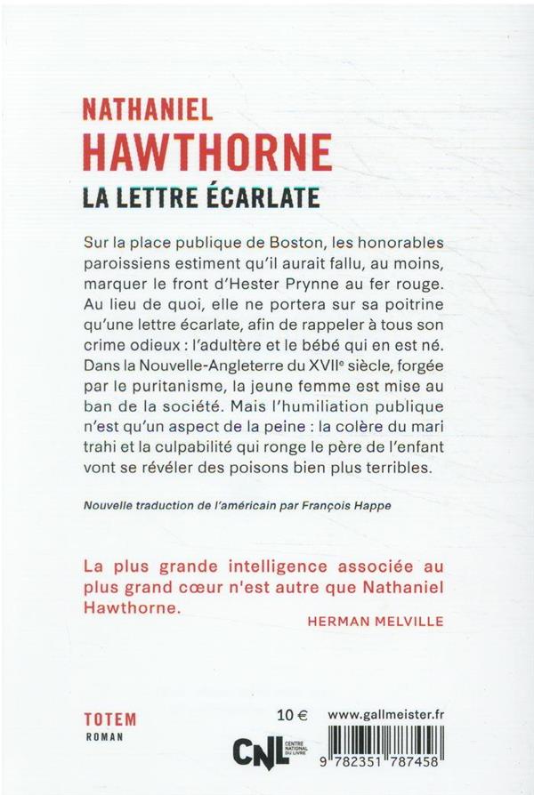 Quatrième de couverture de « LA LETTRE ECARLATE »
