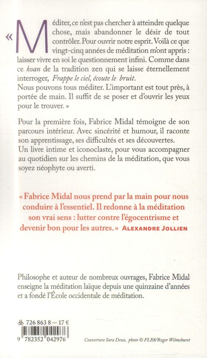 Quatrième de couverture de « Frappe le ciel, écoute le bruit : ce que vingt-cinq ans de méditation m'ont appris »