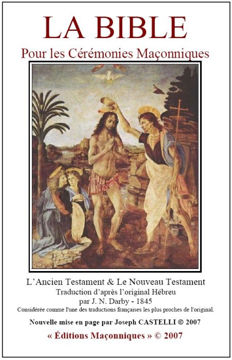 Couverture du livre « LA BIBLE POUR LES CEREMONIES MACONNIQUES » de Joseph Castelli, librairie Les Contes Infusés à Corte