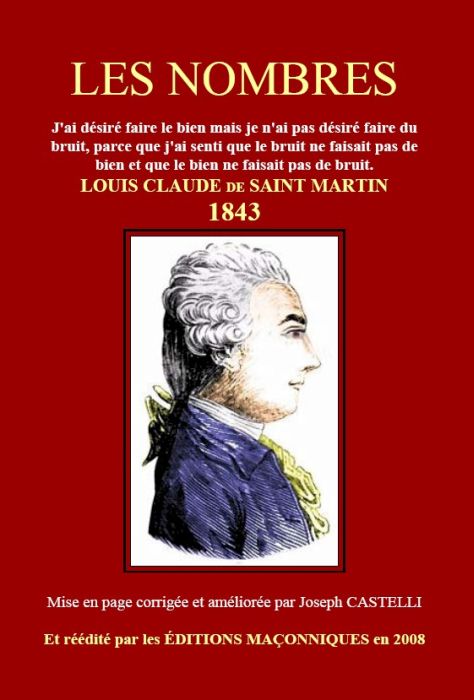 Couverture du livre « LES NOMBRES - LOUIS-CLAUDE DE SAINT MARTIN - 1861 » de Joseph Castelli, librairie Les Contes Infusés à Corte