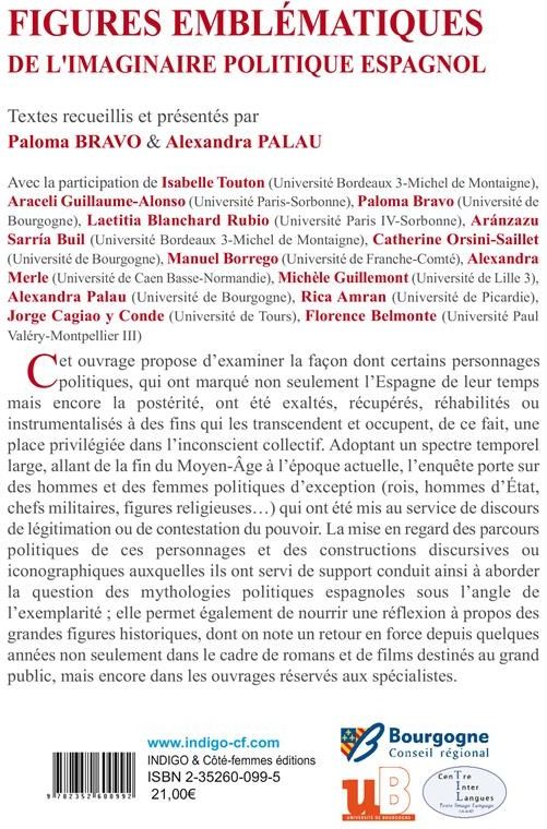 Quatrième de couverture de « FIGURES EMBLEMATIQUES DE L'IMAGINAIRE POLITIQUE ESPAGNOL »