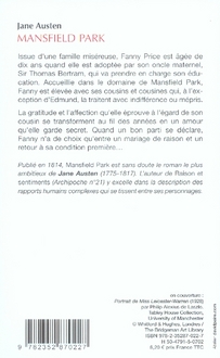 Quatrième de couverture de « Mansfield Park ou Les trois cousines »