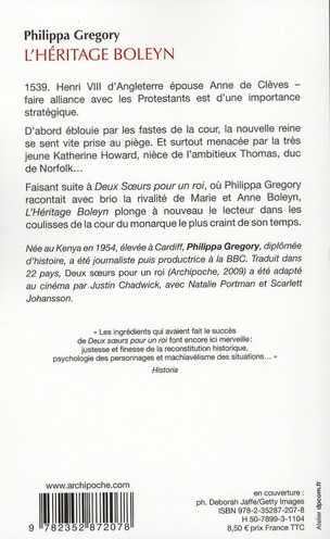 Quatrième de couverture de « L'héritage Boleyn »