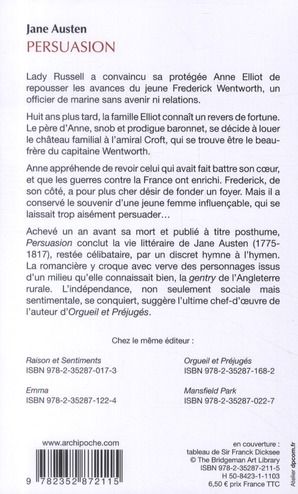 Quatrième de couverture de « Persuasion : roman »