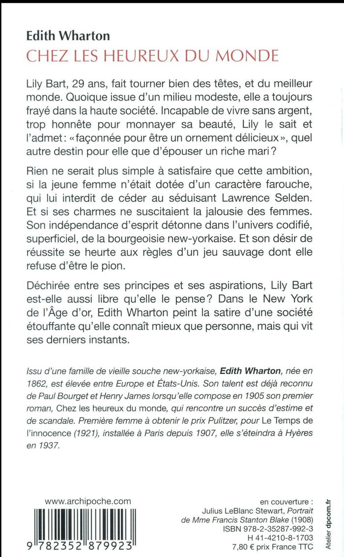 Quatrième de couverture de « Chez les heureux du monde »
