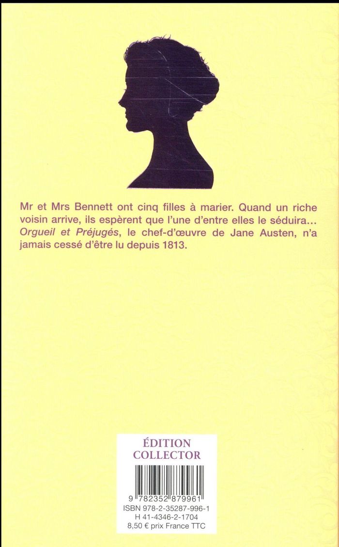 Quatrième de couverture de « Orgueil et préjugés »