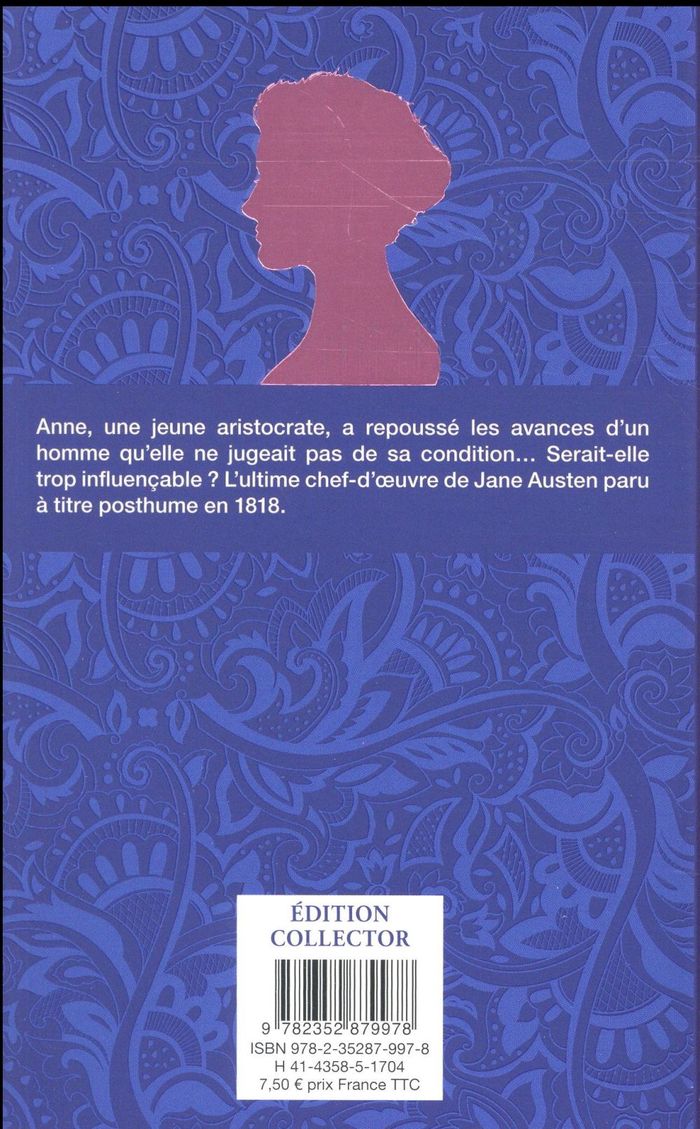 Quatrième de couverture de « Persuasion : roman »