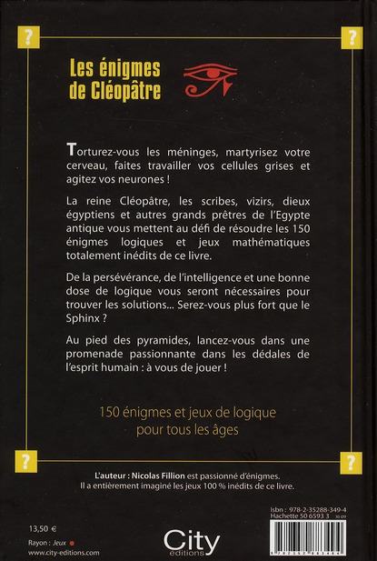 Quatrième de couverture de « LES ENIGMES DE CLEOPATRE »