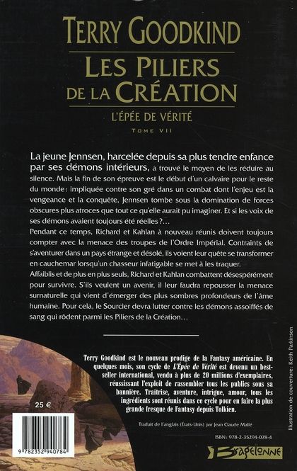 Quatrième de couverture de « L'EPEE DE VERITE, T7 : LES PILIERS DE LA CREATION »