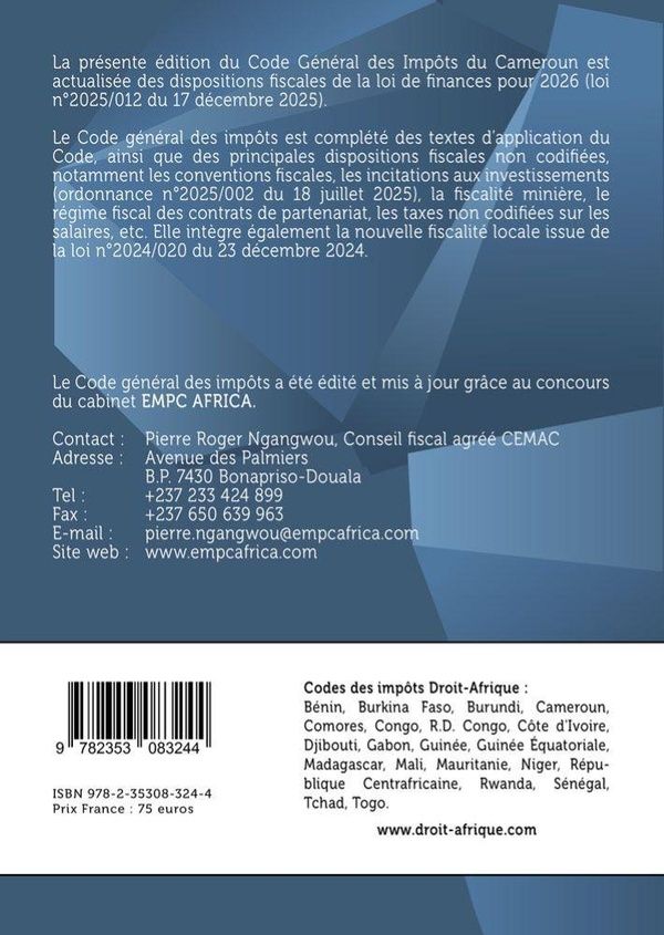 Quatrième de couverture de « Code général des impôts : suivie [sic] des textes fiscaux non codifiés »